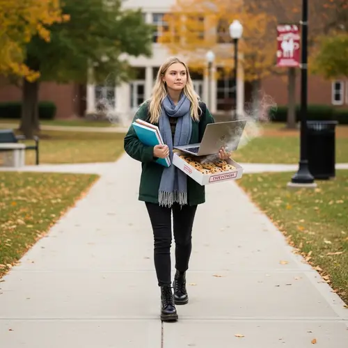 Blonde College Girl in Doc Martens: Autumn Campus Style