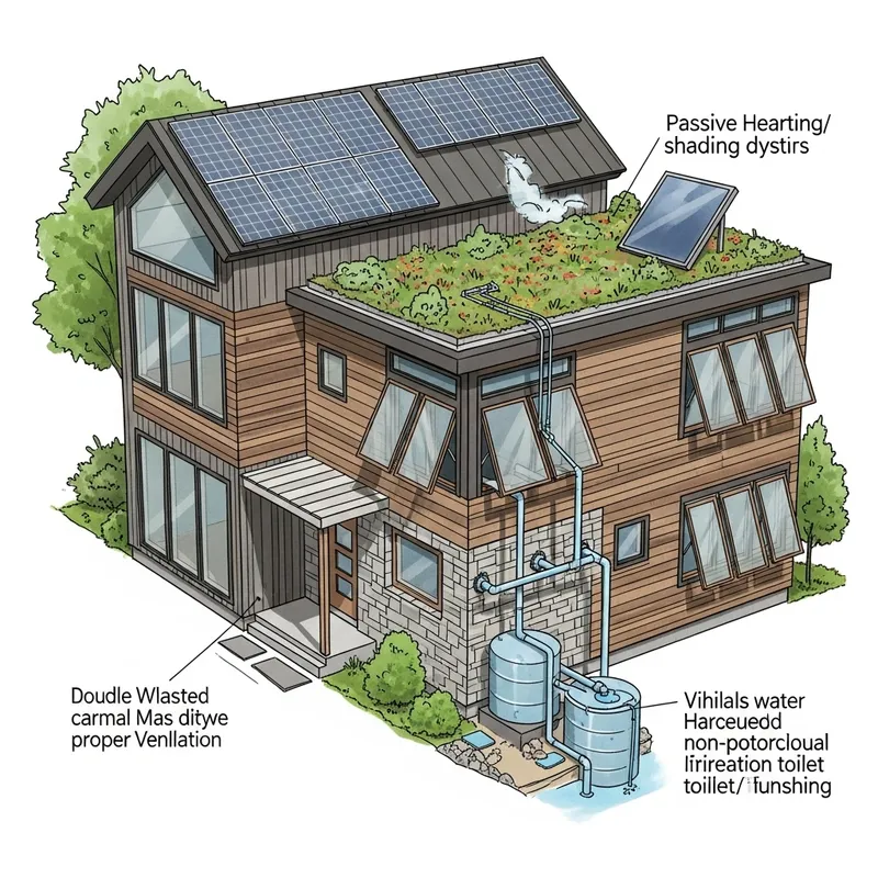 Eco-Friendly House Design with Solar Panels & Green Roof