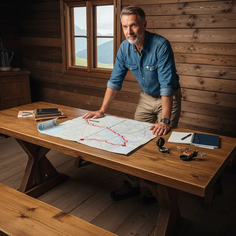 Man Traveler Studying Map for Adventure Planning