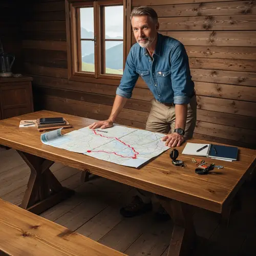 Man Traveler Studying Map for Adventure Planning