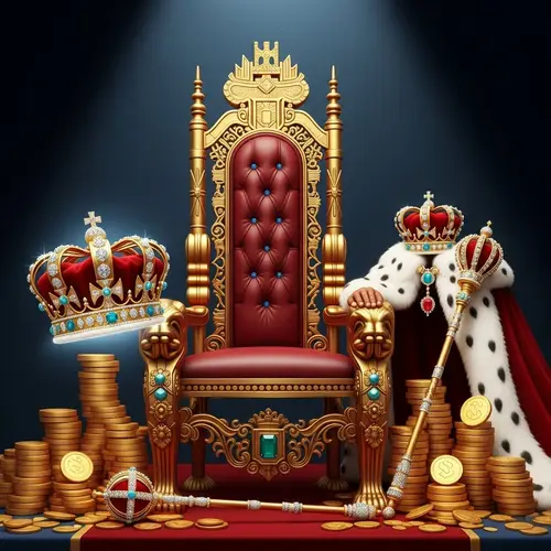 Opulent Million Dollar Throne with Gold Crown and Wealth Symbolism