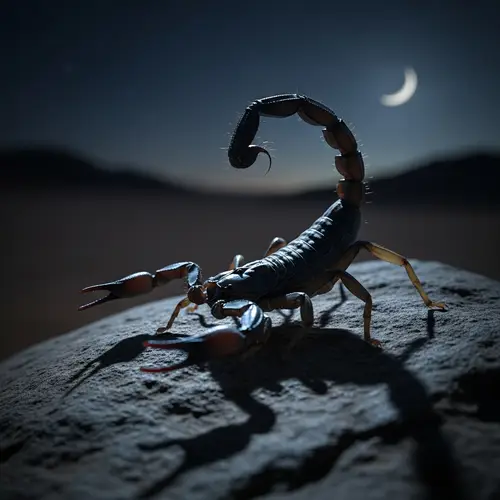 Common Scorpion: Ready to Strike in Moonlight