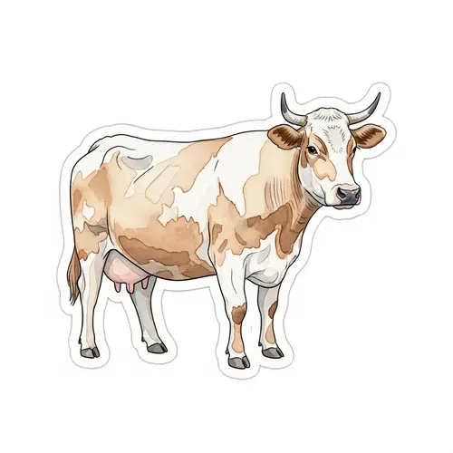 Simple Watercolor Cow Sticker - Realistic Design