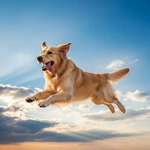 Dog Flying Through the Sky