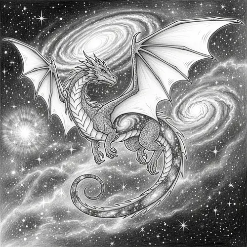 Elegant Dragon in Cosmos Theme - Mystery, Power, Beauty