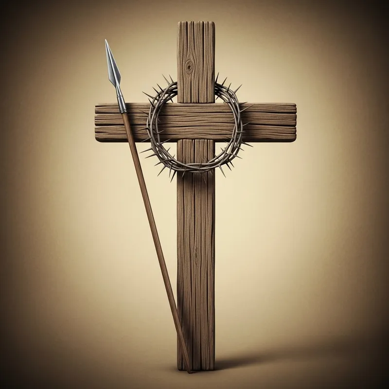 Historical Cross Symbol with Crown of Thorns
