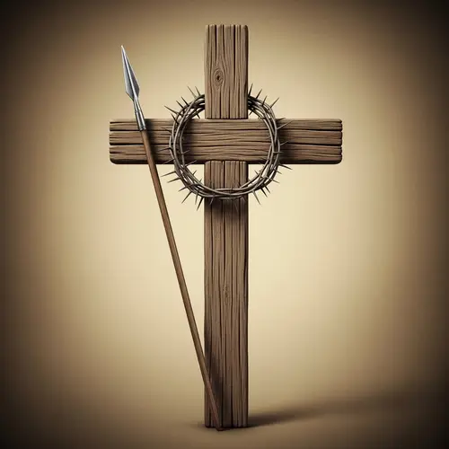 Historical Cross Symbol with Crown of Thorns and Spear