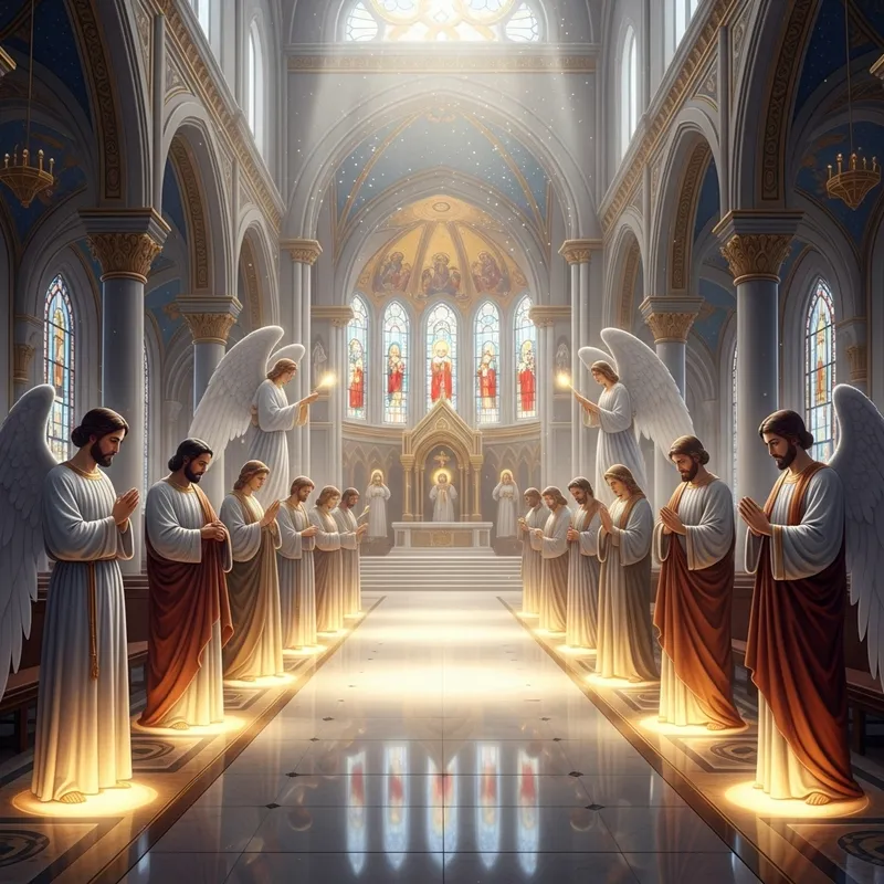 Divine Sanctuary of Unity with Saints and Angelic Guidance