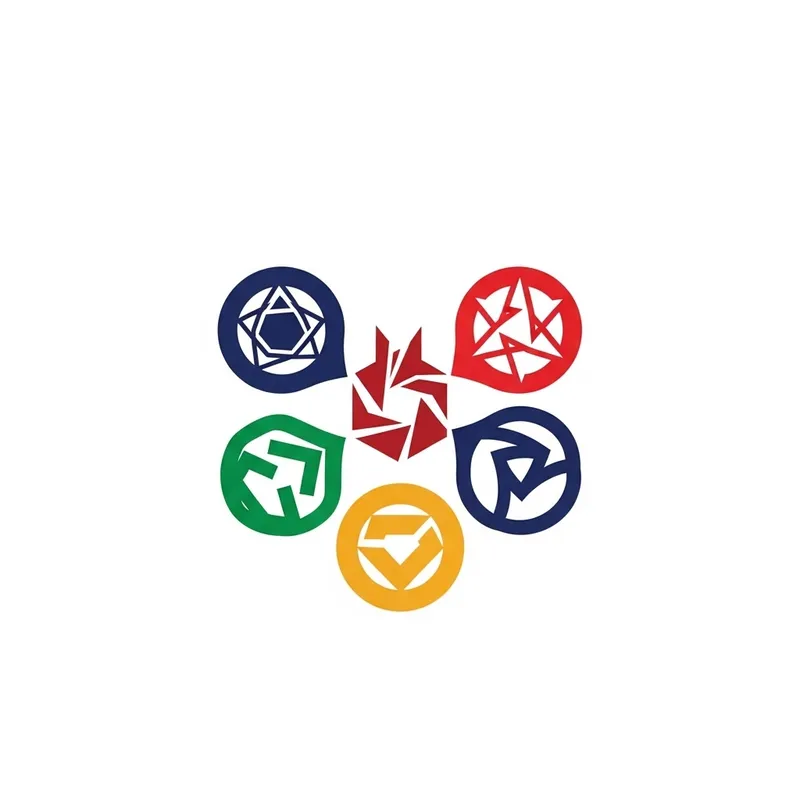 Symbolic Logo Design with Five Distinct Symbols - Creative Design Concept Symbolic Logo Design with Five Distinct Symbols - Creative Design Concept