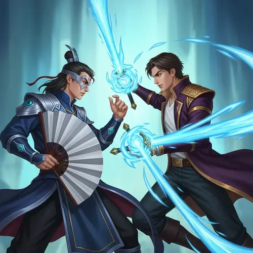 Epic Battle Scene: Charismatic Characters with Unique Abilities