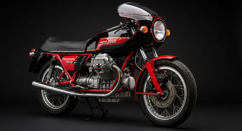 1978 Moto Guzzi Le Mans Motorcycle Against Black Background