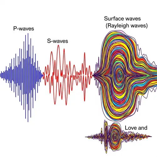 Educational Illustration of Seismic Waves Transforming into Abstract Art