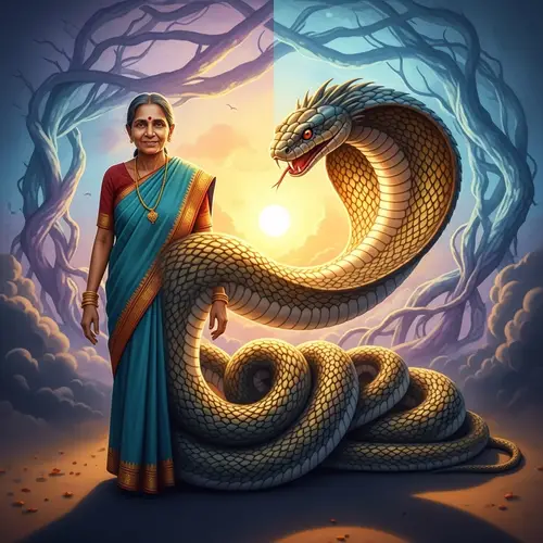 South Asian Woman Transforms Into Majestic Serpent