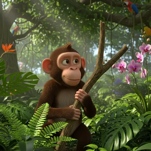 Realistic 3D Monkey Smoking Joint in Lush Jungle