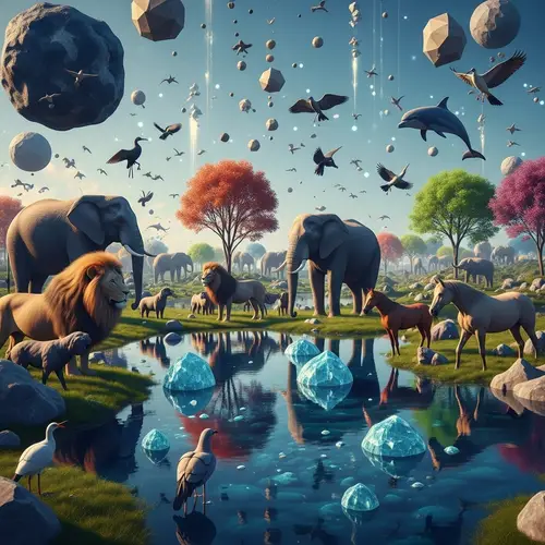 Harmonious Wildlife in Abstract Landscape | Neutral Colors