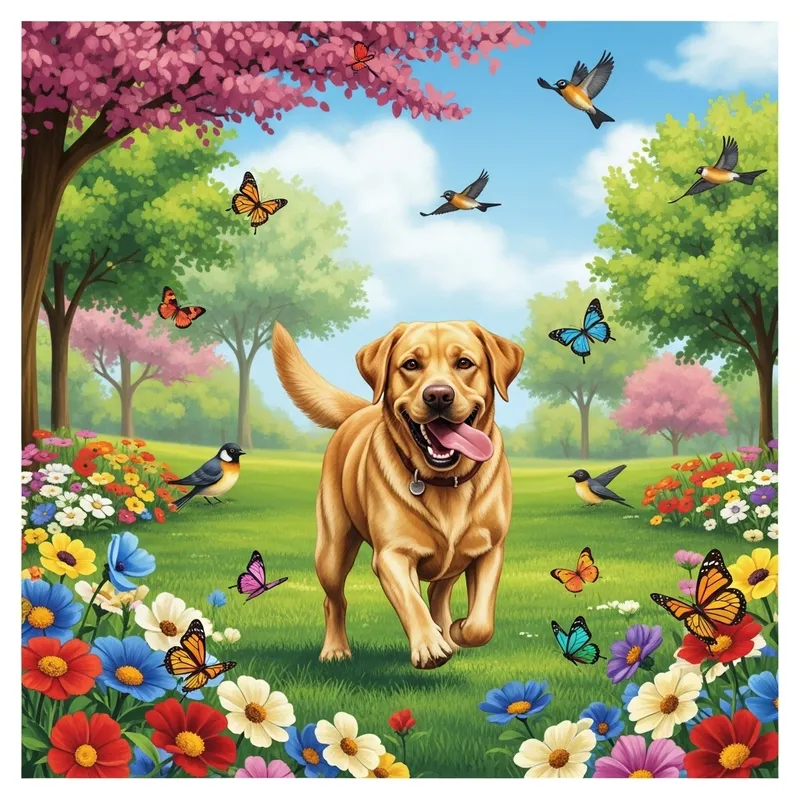 Playful Labrador Retriever Dog in the Park