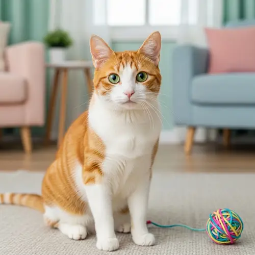 Captivating Orange and White Housecat with Emerald Eyes