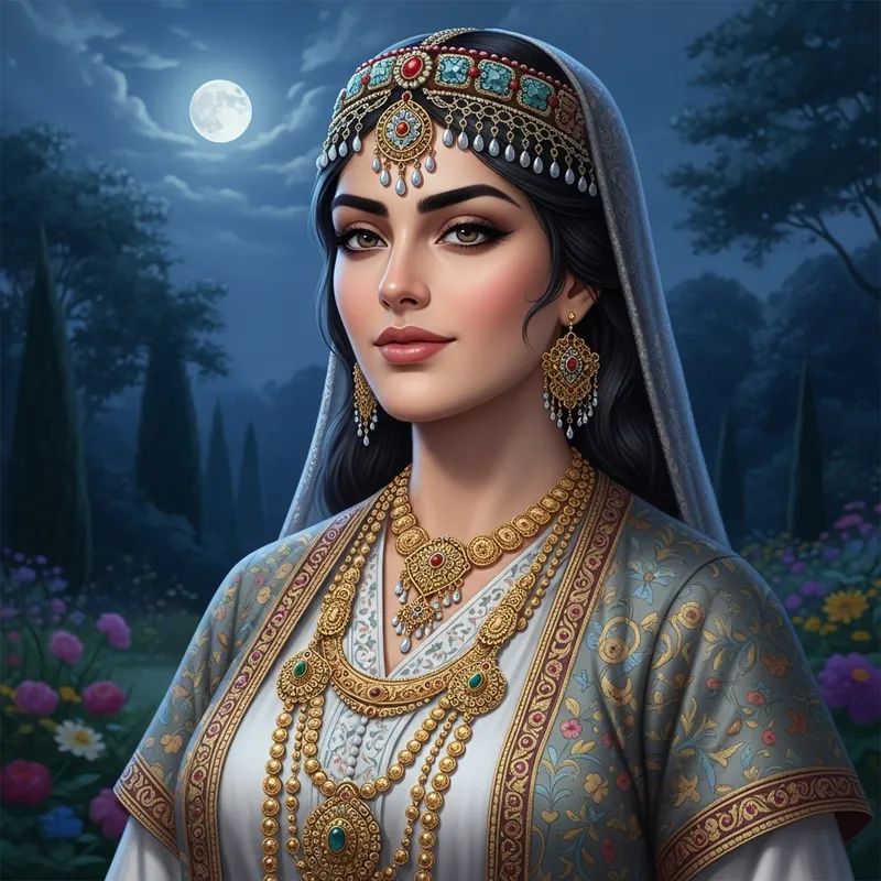 Persian Princess in Moonlight | Enchanting Portrait