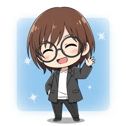 Chibi Anime Boy with Big Round Glasses | Simple Design