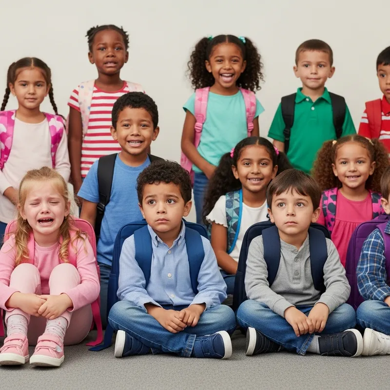 Children's First Day at Kindergarten: Crying, Playing, Fear