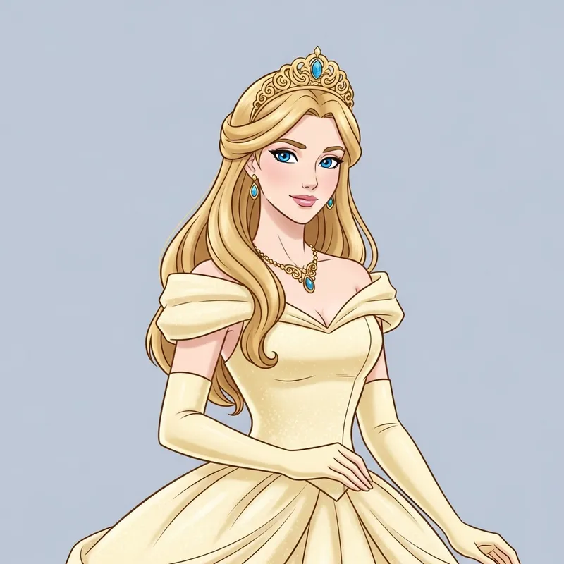 Enchanting Disney Princess with Blonde Hair & Blue Eyes