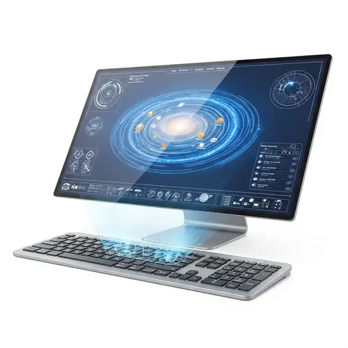 Futuristic High-Tech Computer with Transparent OLED Screen