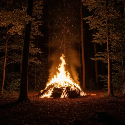 A Burning Pile of Things in a Dark Forest