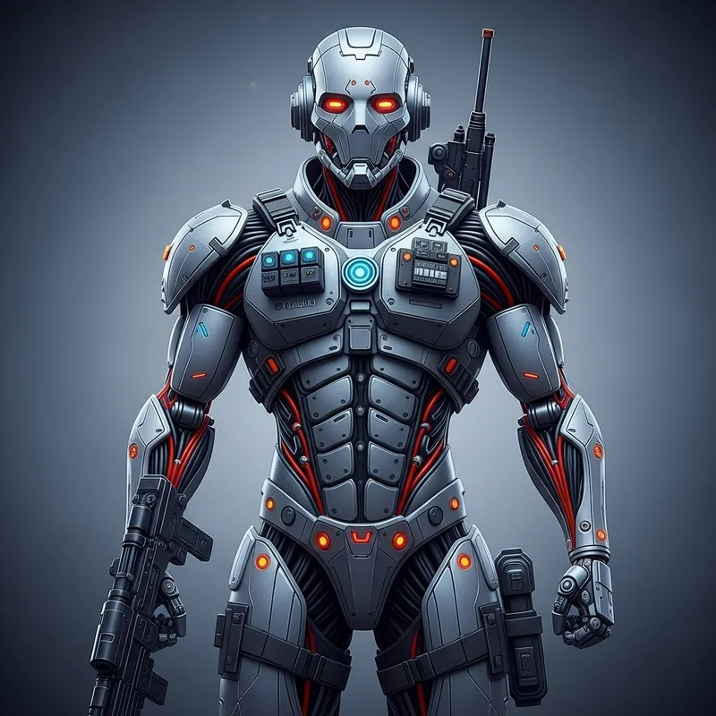 Sleek Futuristic Soldier Robot - Sci-Fi Galaxy Design