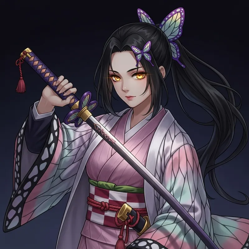 Graceful Shinobu Kochou: Serene Anime Character in Kimono