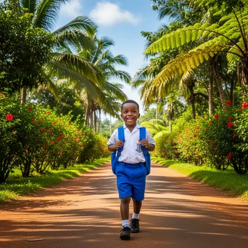 Ghanaian Boy Going to School - A Joyful Journey