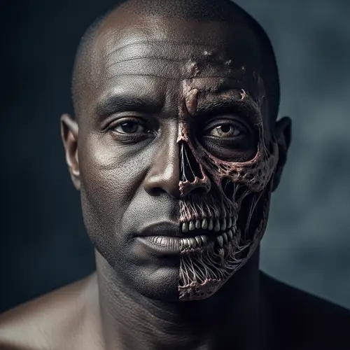 Detailed Portrait of a Black Man with Strong Build