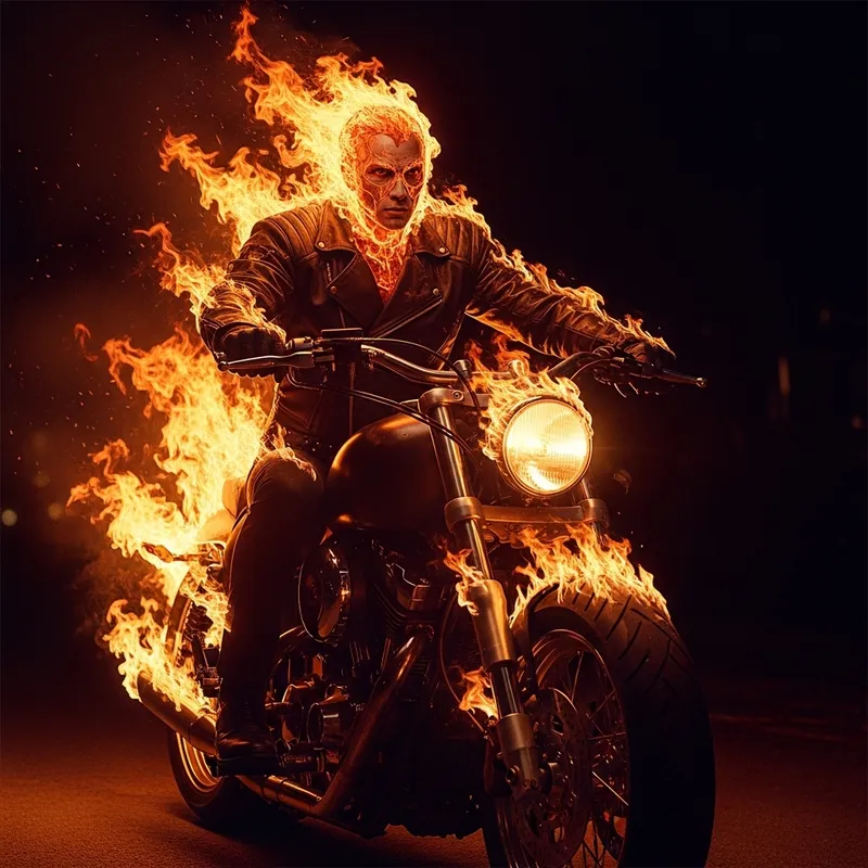 Hyper-Realistic Ghost Rider: Keanu Reeves on Fire in 4K
