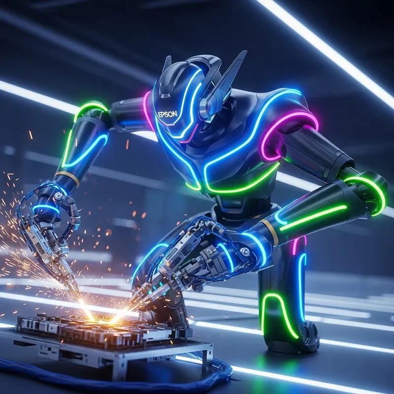 Epson Robot in Action: Vibrant Colors & Futuristic Design