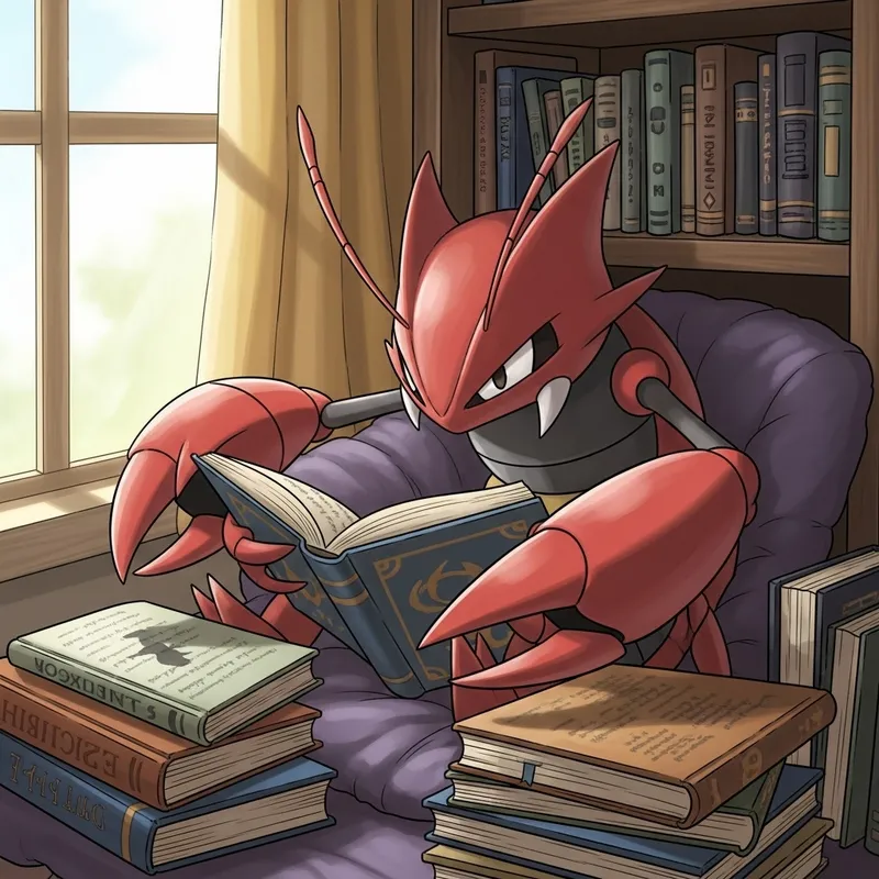 Pokemon Scizor Reading Books - A Cozy Scene