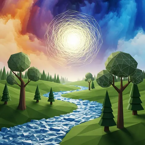 Abstract Nature Landscape with Vibrant Colors