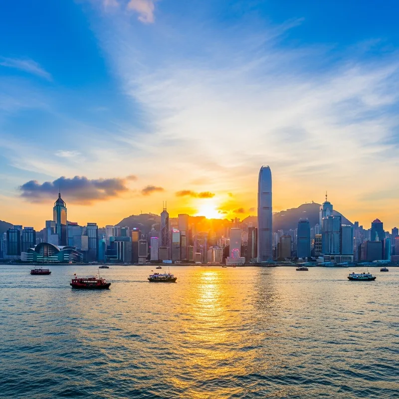 Vibrant Hong Kong Sunset Panorama