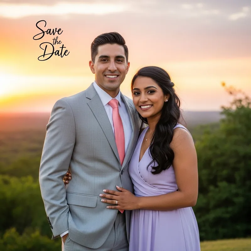 Elegant Multicultural Couple for 'Save the Date' Card
