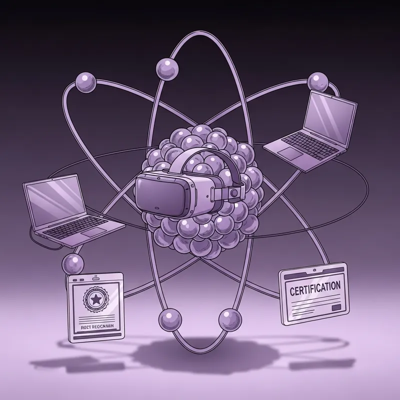 Futuristic Atom Design with VR and Tech Elements