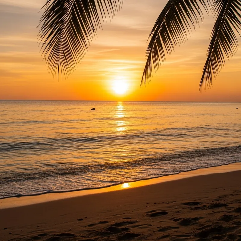 Tranquil Sunset Beach with Warm Golden Hues | Calm and Nature-Inspired