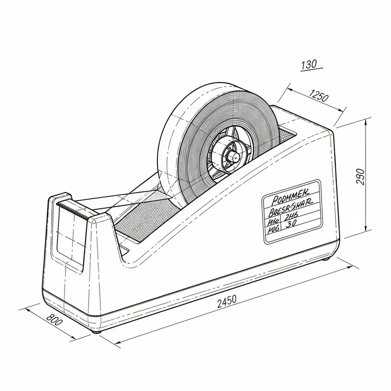 Vintage Tape Dispenser Blueprint with Label