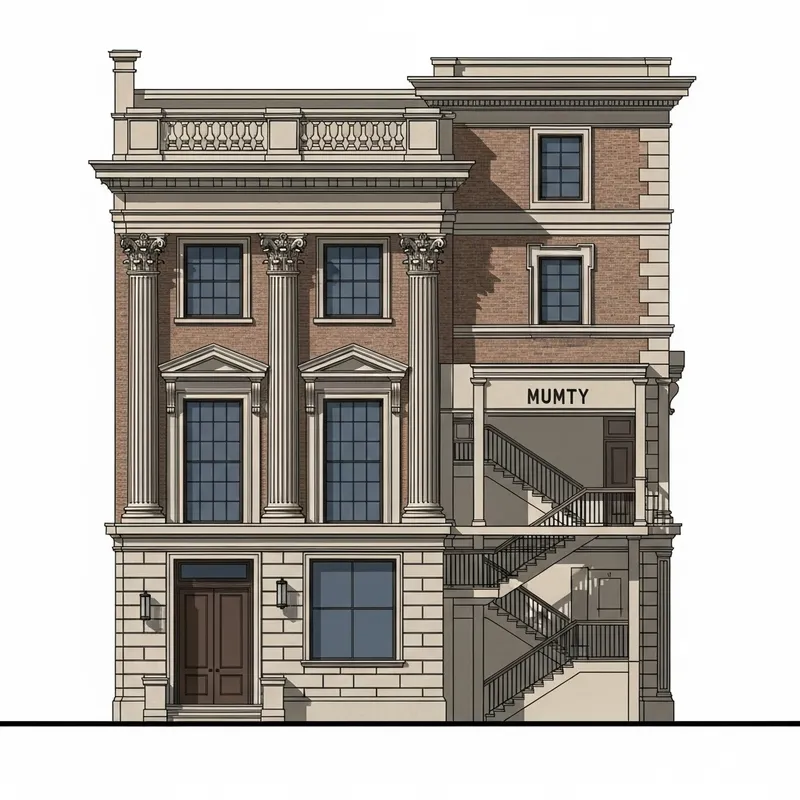 50ft High Classical Front Elevation with Mumty - Architectural Design