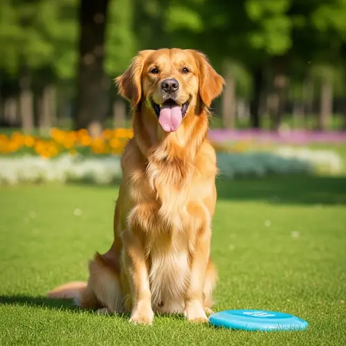 Joyful Golden Retriever in Lush Green Park