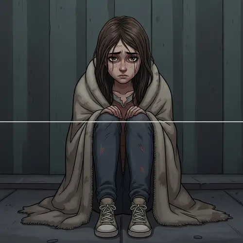 Sad and Lost Young Girl - An Animated Illustration