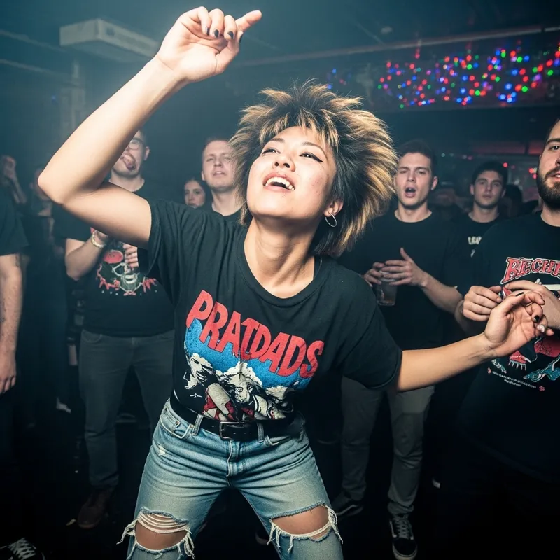 Decadent Asian Girl Dancing at Indie Club