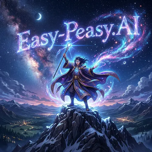 Epic Anime Wizard Casting Cosmic Spell - Easy-Peasy.AI
