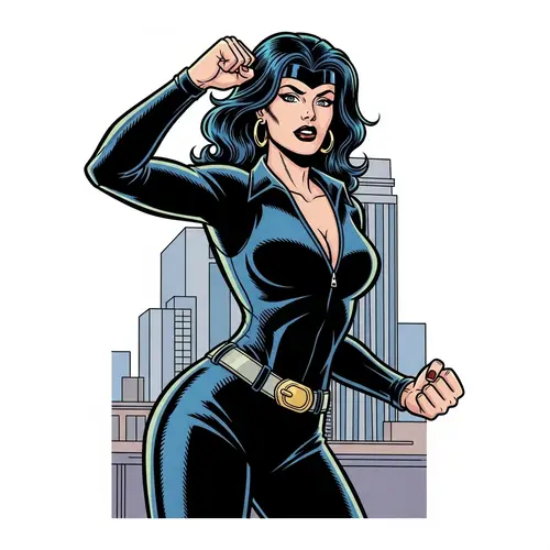 Confident Superheroine Illustration with Vibrant Colors