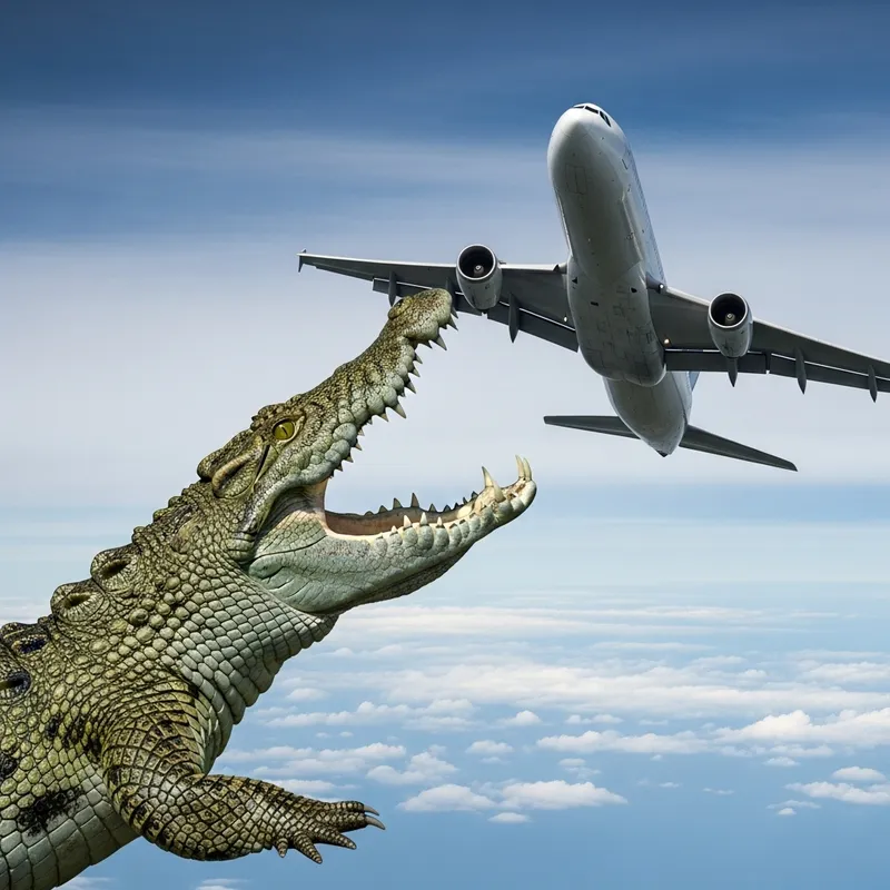 Crocodile Attack on Airplane: Dramatic Encounter in the Sky Crocodile Attack on Airplane: Dramatic Encounter in the Sky