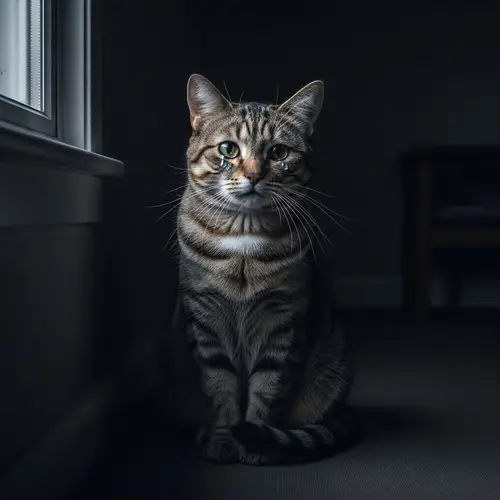 Crying Cat in the Dark Corner: A Heartfelt Scene