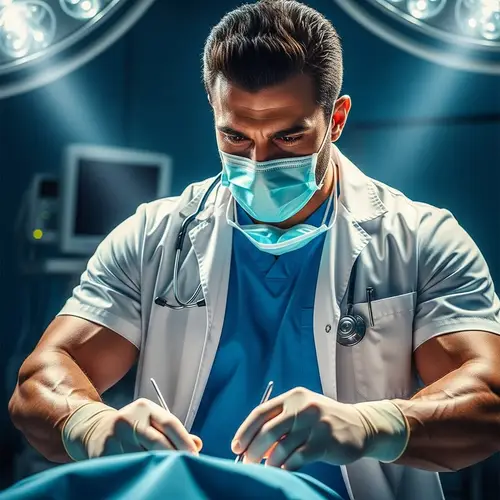 Muscular Male Doctor | Strength and Dedication in Vibrant Colors