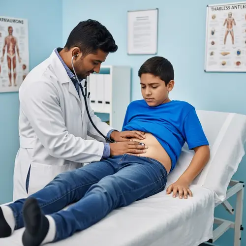 Professional Doctor Examining Aching Belly | Medical Clinic Visit